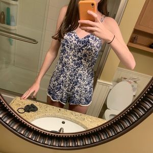 Blue floral romper